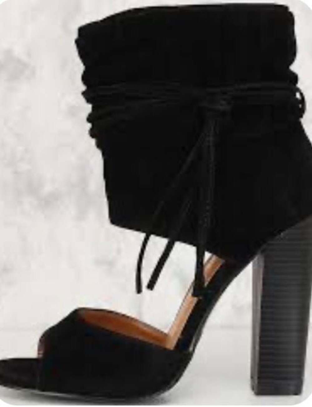 Embark-20S Black Suede Peep Toe Heeled Booties Size 9